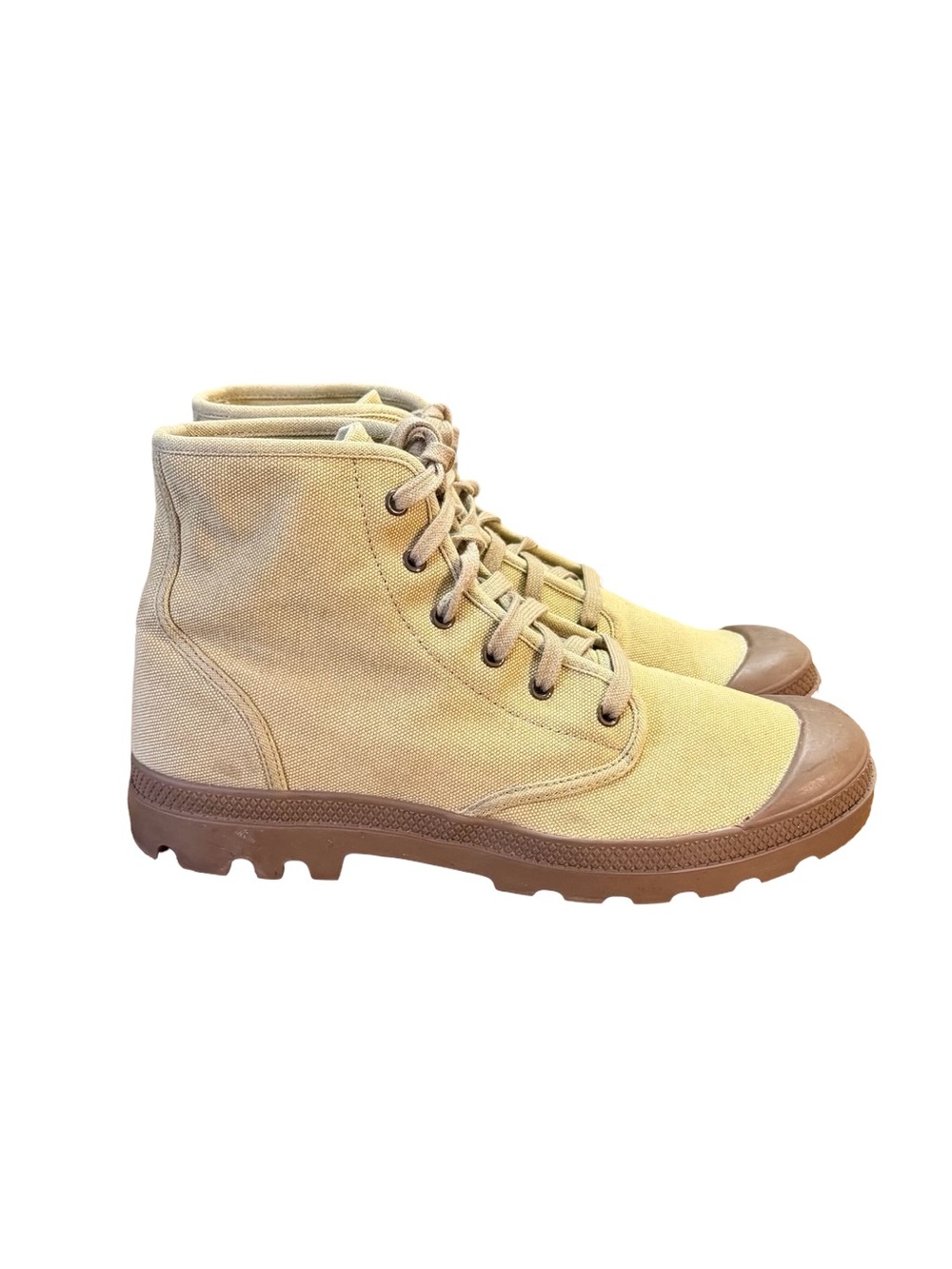 Palladium Pampa Hi Canvas Ankle Boots Beige Tan Brown Lug Sole Men's Size 10.5